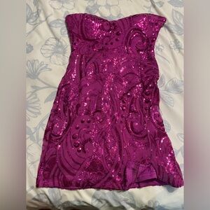 Lulus Strapless pink sequin dress